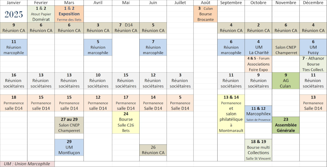 Calendrier 2025